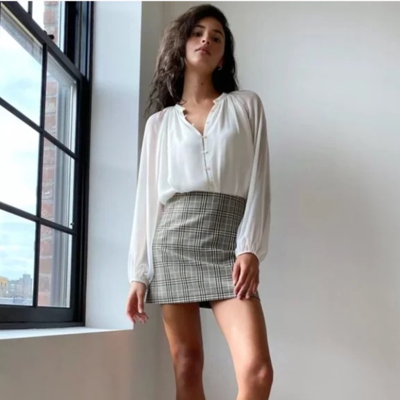 Wilfred Plaid Mini Skirt - Brown, Black & Cream - Picture 1 of 11